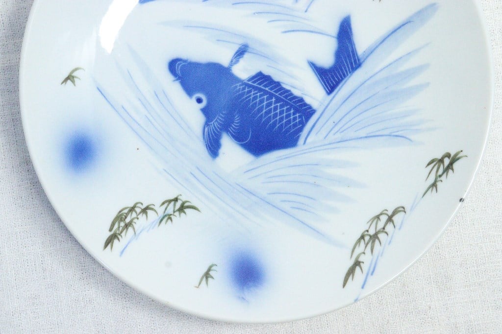 大正～昭和戦前吹墨鯉図8寸皿 | 吉祥寺PukuPuku