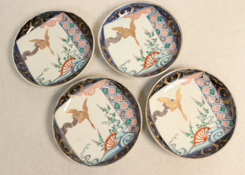 明治前期色絵流水に水鳥図小皿① | 吉祥寺PukuPuku