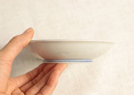 明治後期~大正銅判染付山水舟上人物図小皿