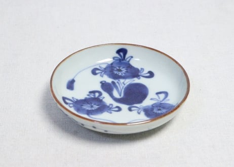 明治前期染付瓢箪と桜図小皿