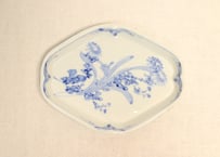 明治後期～大正染付菊と水仙図菱形皿