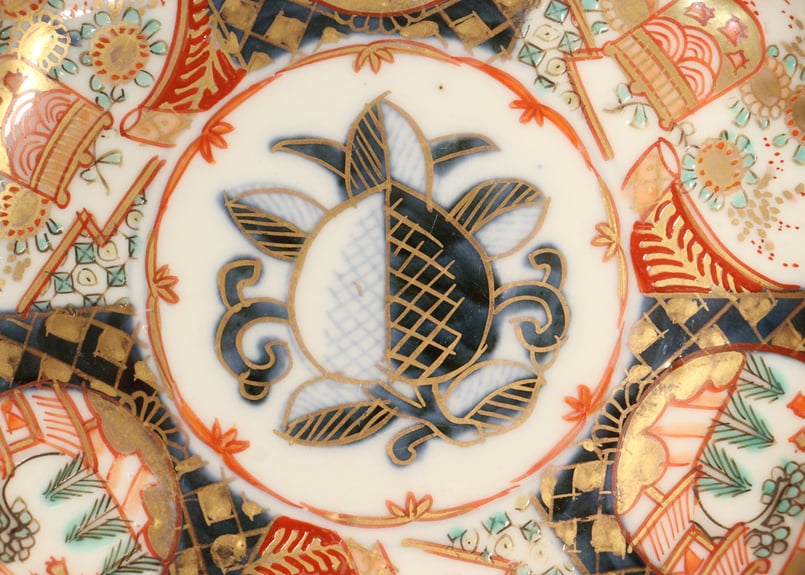 明治前期色絵桃と山水と菊図通り物小皿 5客組 | 吉祥寺PukuPuku