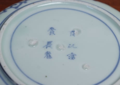 江戸中期染付蛸唐草図6寸皿③ フリモノ
