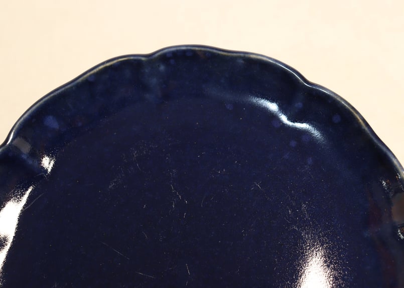 瑠璃釉 青釉 鉢 陶器 深皿 高台皿 鮮やかな青色 瑠璃釉 青釉 鉢 陶器