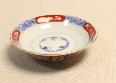 明治前期色絵四方に龍と鳳凰図通り物飯茶碗