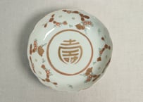 明治前期色絵三方菊図通り物なます皿