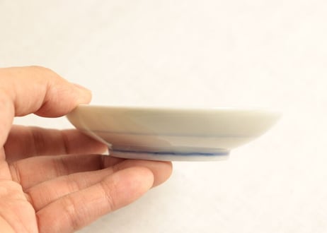 明治前期染付生け花図小皿②　薄め
