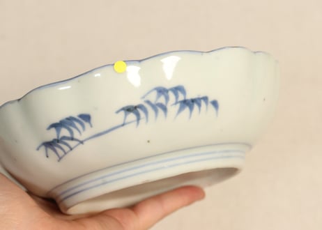 江戸後期染付鷺図なます皿③ノミホツ