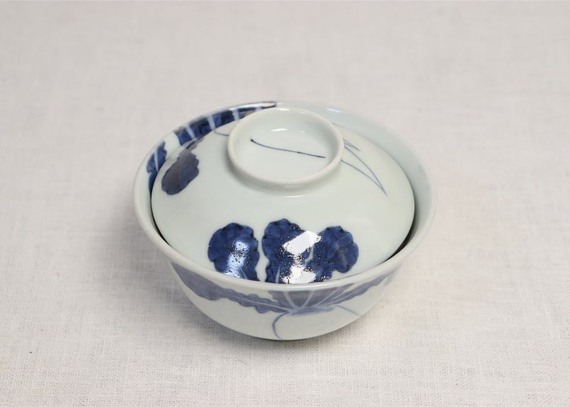 江戸後期時代染め付け茶碗蓋5個セット骨董品屋から購入