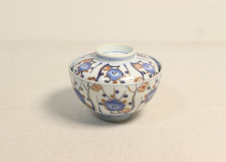 明治前期色絵梅図蓋茶碗