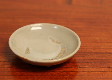 江戸幕末灰釉豆皿　5客組　窯傷込