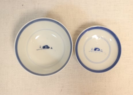 江戸幕末染付鼓図蓋茶碗