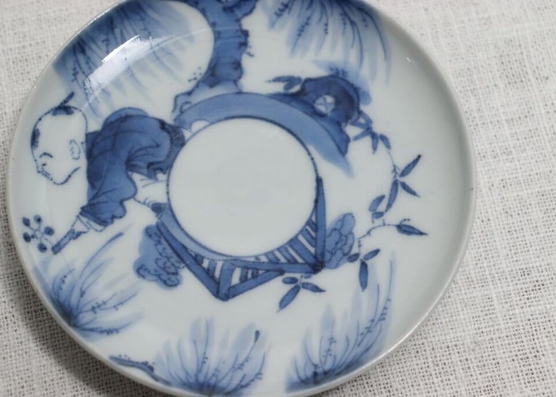 湖東焼染付唐草に蝶図小皿5枚 [B25635] 湖東焼染付唐草に蝶図小皿5枚 [B25635] 湖東焼染付