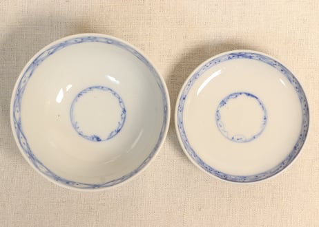 明治後期～大正染付鳳凰図飯茶碗