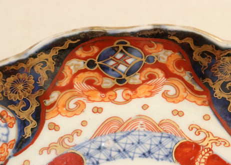 明治前期色絵四方に龍と鳳凰図通り物７寸皿②フリモノ,少かたつき