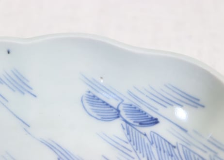 江戸幕末線描き山水図7寸皿
