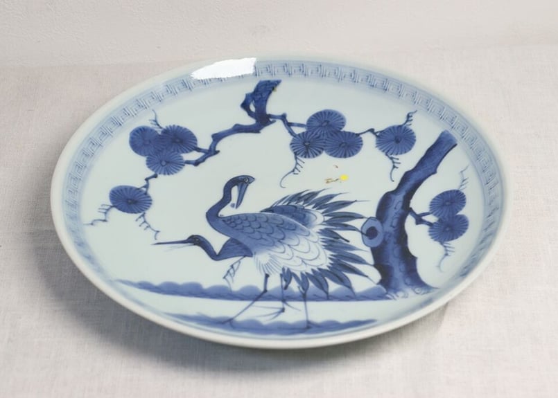 江戸幕末松鶴図尺皿 ムシクイ,少フリモノ | 吉祥寺PukuPuku