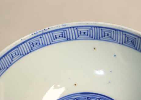 明治前期紙刷牡丹図飯茶碗