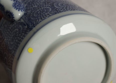 明治前期染付蛸唐草文銚子2pセット トリアシ,蓋ホツ,注ぎ口ノミホツ