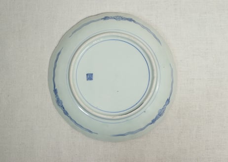 江戸幕末色絵牡丹と青玉図通り物7寸皿①