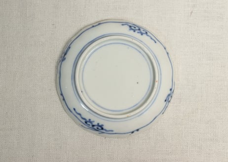 明治前期色絵熨斗と鶴亀図小皿