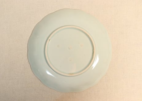 江戸幕末染付竹と鶴図7寸皿①