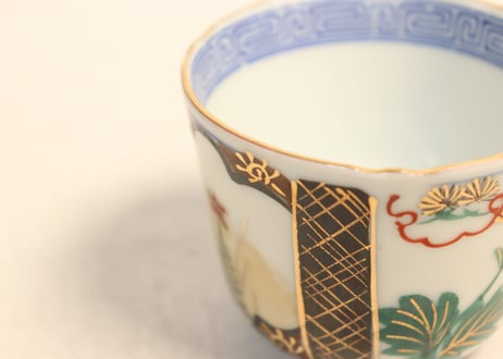 明治後期～大正銅判色絵草花図向付