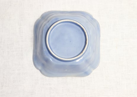江戸中期瑠璃釉色絵人参と草花図角なます皿５客組 １客あたり傷