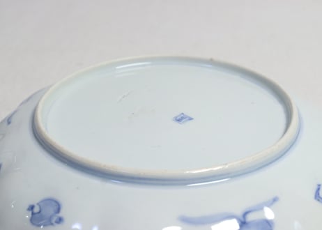 明治前期色絵三方に竹梅図通り物７寸皿
