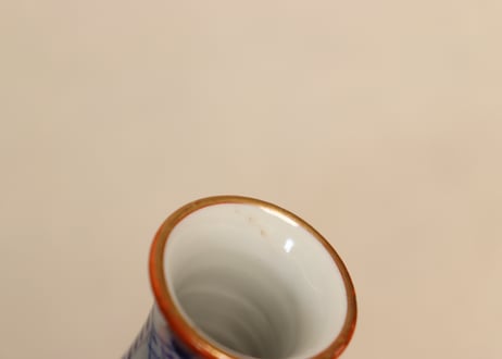 明治前期九谷焼色絵菊に瓔珞文一合徳利