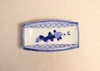 大正～昭和戦前染付柘榴図長角皿　少かたつき