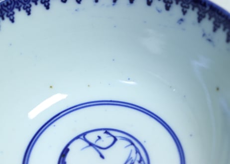 明治前期紙刷印判水鳥図飯茶碗