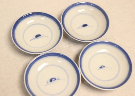 江戸幕末染付鼓図蓋茶碗