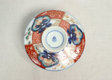 明治前期色絵市松に松竹梅図蒸茶碗①