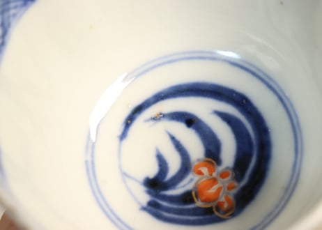 明治前期色絵松鶴と鶴丸図向付 フリモノ