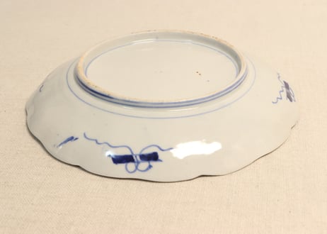 明治前期色絵山水と菊図7寸皿