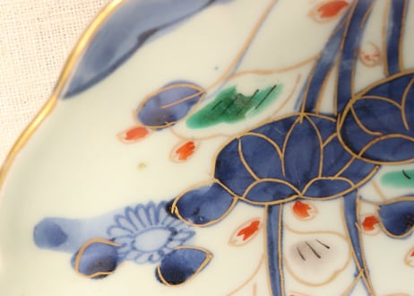 江戸後期色絵秋海棠図7寸皿