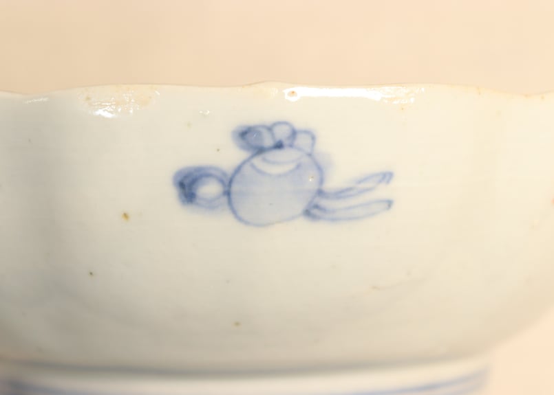 明治前期色絵鶉と鶴丸図大なます皿② 見込み薄め | 吉祥寺PukuPuku