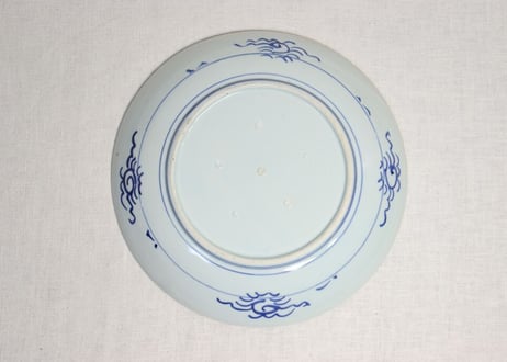 江戸幕末染付牡丹図9寸皿