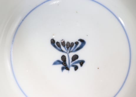 江戸後期染付草花割絵と雪輪図蓋茶碗