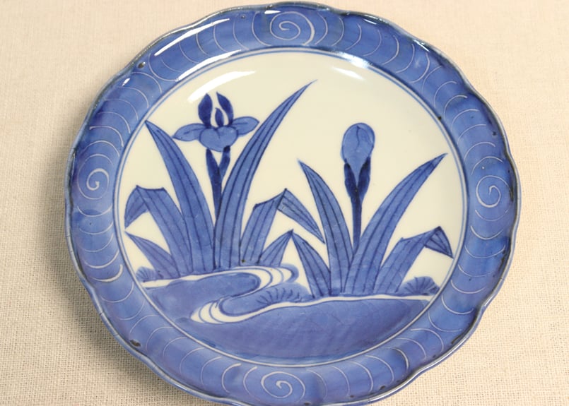 江戸幕末染付杜若図6寸皿 | 吉祥寺PukuPuku