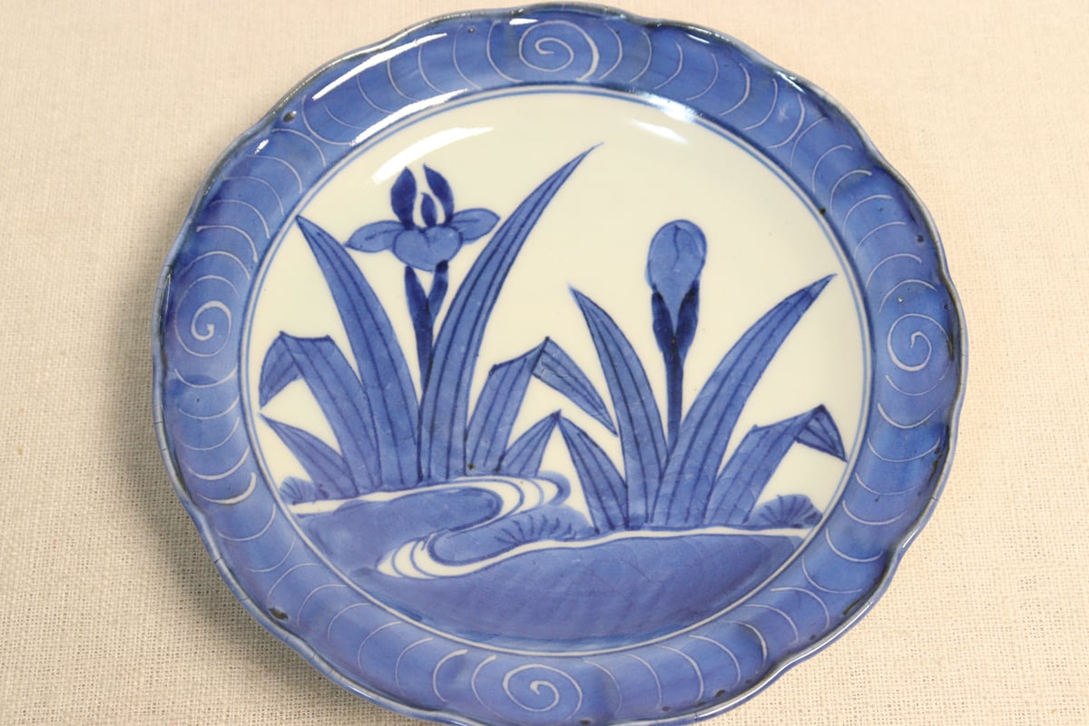 江戸幕末染付杜若図6寸皿 | 吉祥寺PukuPuku