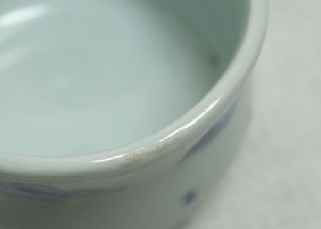 江戸幕末染付山水図輪花向付 5客組