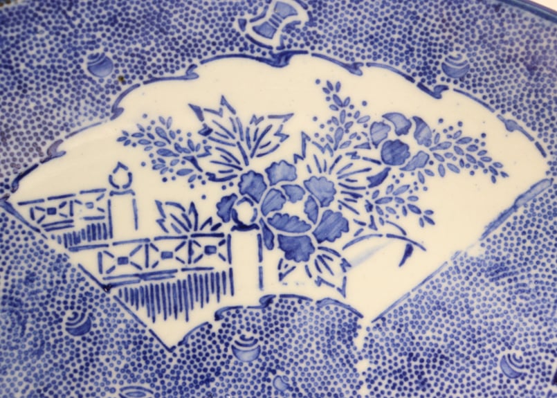 明治後期～大正紙刷牡丹図9寸皿 | 吉祥寺PukuPuku