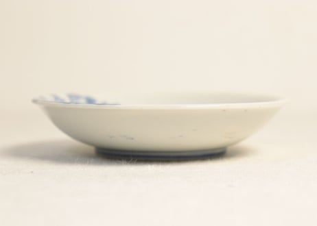 明治後期~大正銅判染付山水舟上人物図小皿