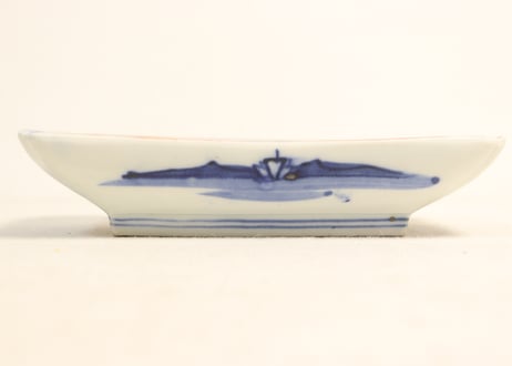 明治前期色絵山水図長角皿② 釉剥げ