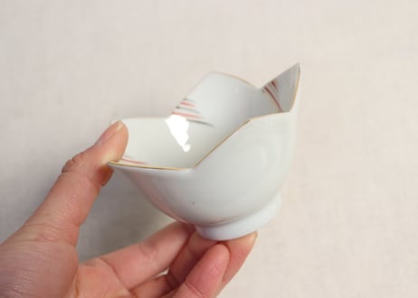 昭和戦前金彩赤絵五弁向付