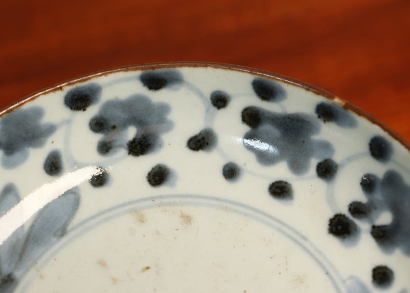 江戸中期染付花と唐草図くらわんかなます皿②ホツ | 吉祥寺PukuPuku