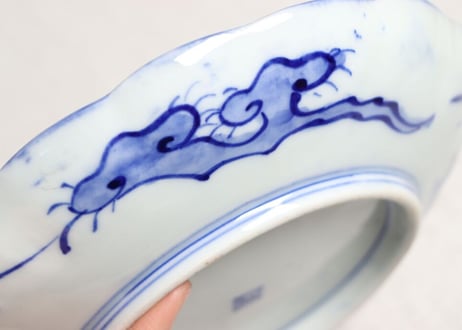 明治前期染付菊と花図7寸皿