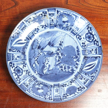 参考品❗】傷品　漆 金直し練習用　江戸前期　藍九谷皿2客　江戸中期　そば猪口2客 参考品❗】傷品 漆 金直し練習用 江戸前期 藍九谷皿2客 江戸中期